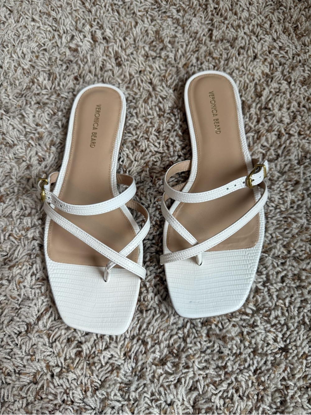 Veronica Beard Marthe Crisscross Buckle Flat Slide Sandals - size 7.5